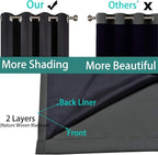 Yakamok Full Shade Curtain Panels, Heavy Duty Lined Curtains 90 Inches Long, Thermal Insulated Room Darkening Curtains with Black Liner for Bedroom(52" Width Each Panel, Dark Gray, 2 Panels)