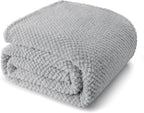 Whale Flotilla Queen Size Fuzzy Fleece Blanket for Bed, 90x90 Inch Fluffy Warm Soft Jacquard Blankets for All Season, Lightweight and Cozy, Light Grey