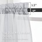 OVZME Light Grey Sheer Curtains 54 Inches Long 2 Panels - Soft Light Filtering Window Sheer Panels for Living Room/Bedroom, Top Dual Rod Pocket, 1 Pair, Each 42Wx54L Inches