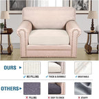 H.VERSAILTEX Super Stretch Individual Seat Cushion Covers Sofa Covers Couch Cushion Covers Slipcover Sets Thick Jacquard Textured Twill Fabric (1 Piece Chair Cushion Cover, Porcelain White)