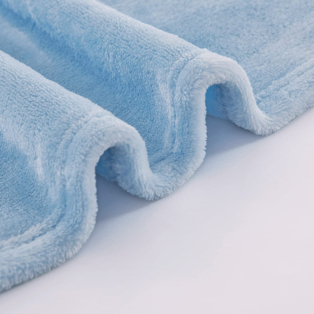 Light Blue Fleece Plush Throw Blanket 50"x60"for Couch Fuzzy Cozy Flannel