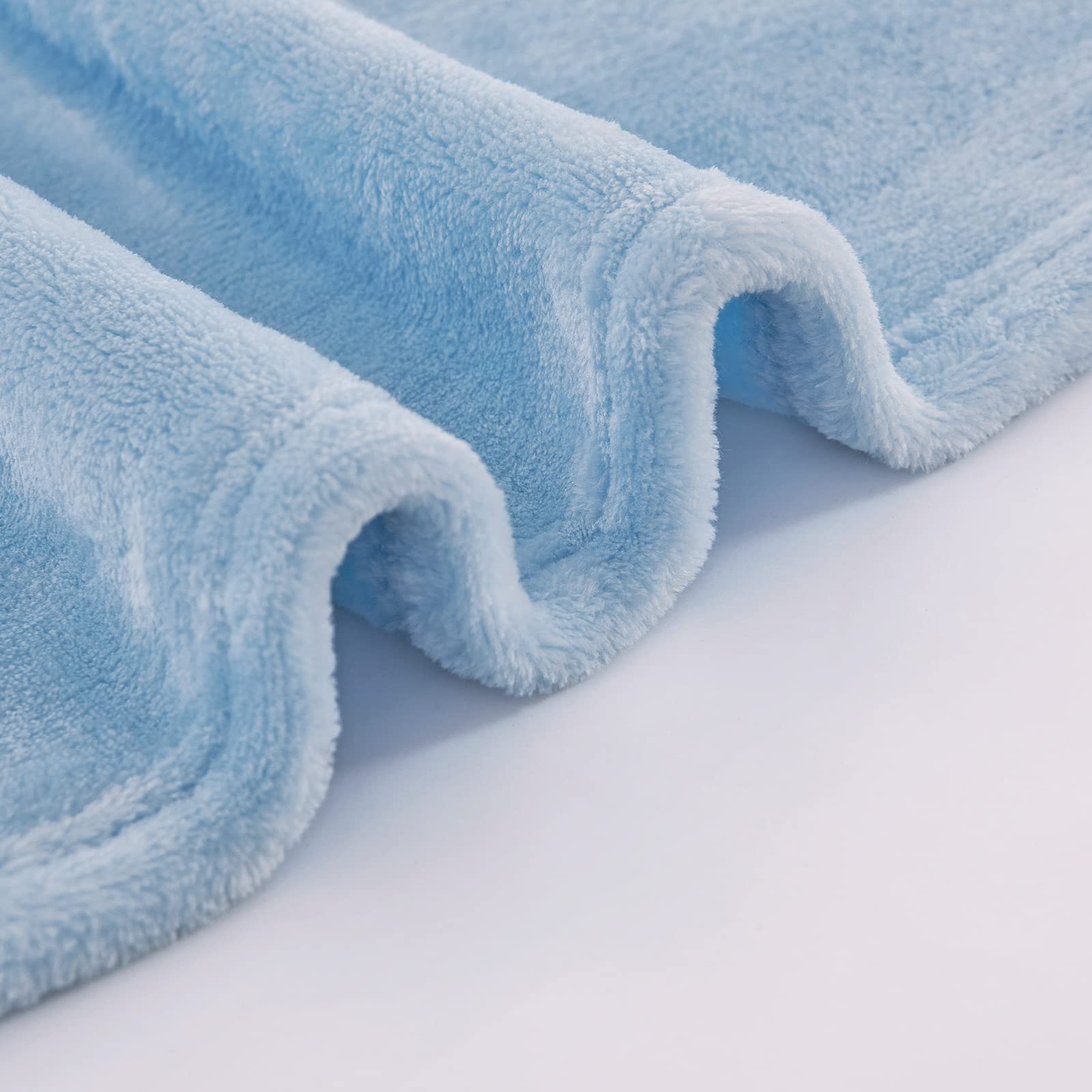 Light Blue Fleece Plush Throw Blanket 50"x60"for Couch Fuzzy Cozy Flannel
