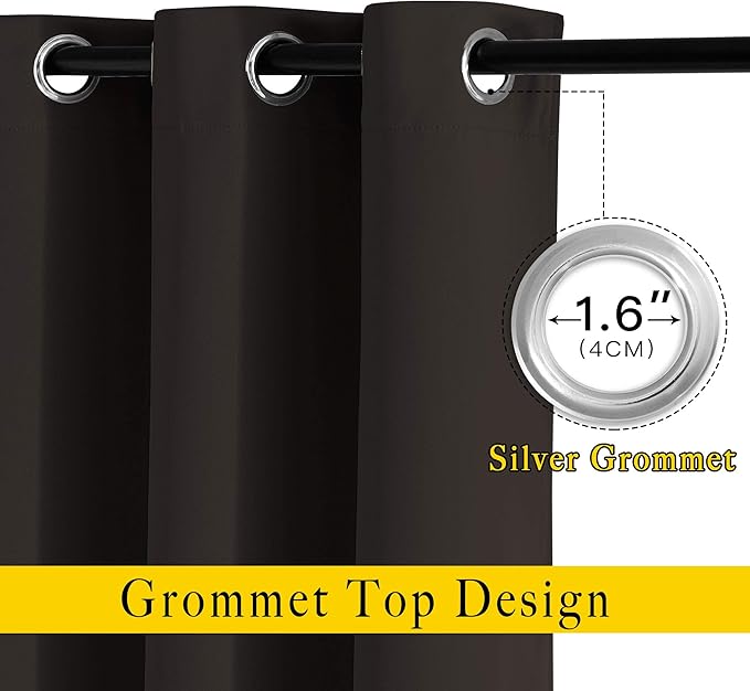 NICETOWN Blackout Toffee Brown Curtains & Drapes 90 inches Long - Grommet Thermal Insulated Blackout Drapes Light Blinds Room Darkening Window Treatments for Bedroom (2 Panels, W52 x L90)