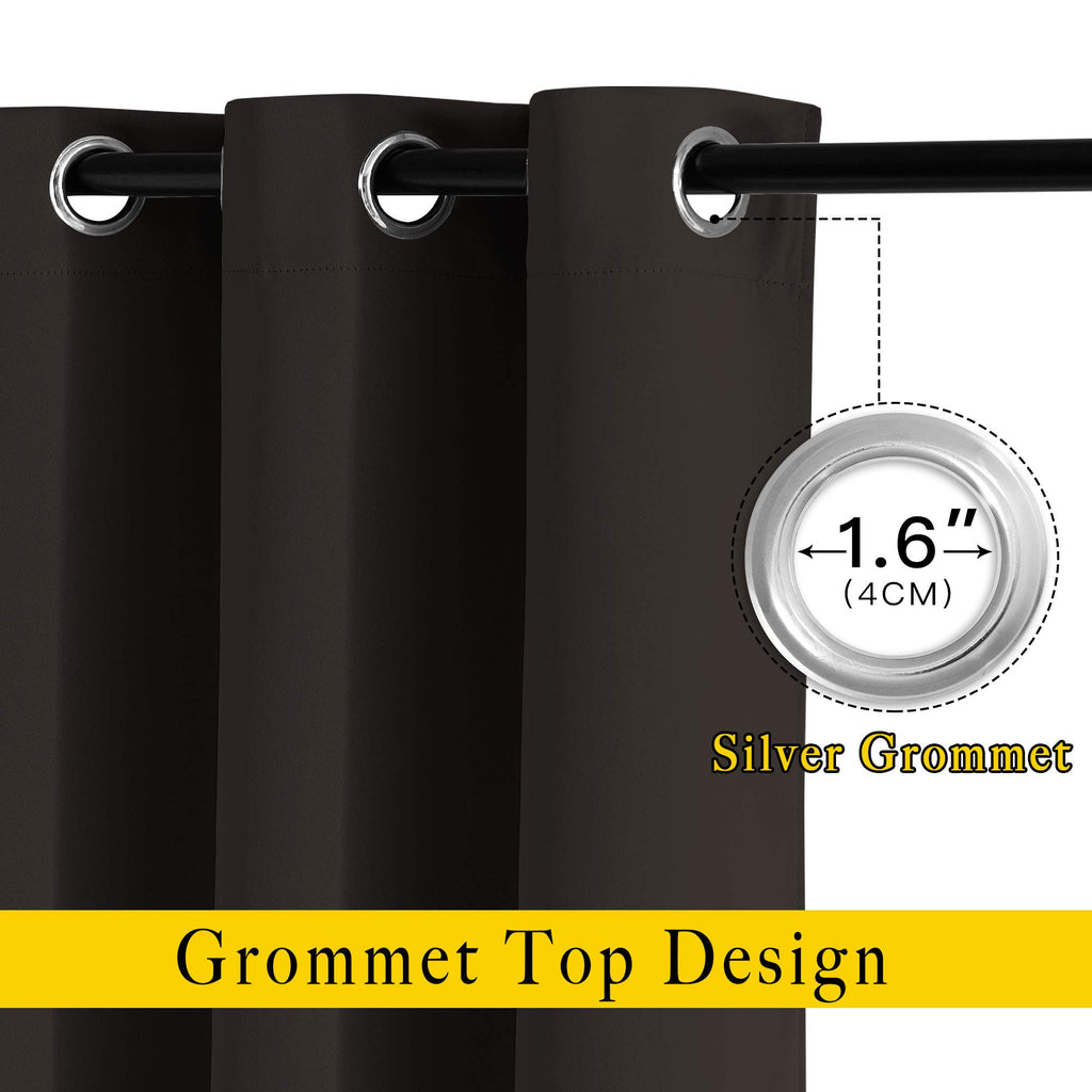 NICETOWN Blackout Curtain Panels 72 inches Length - Light Reducing Thermal Insulated Solid Grommet Room Darkening for Bedroom/Night Shift (Set of 2, 46 inches Wide, Toffee Brown)
