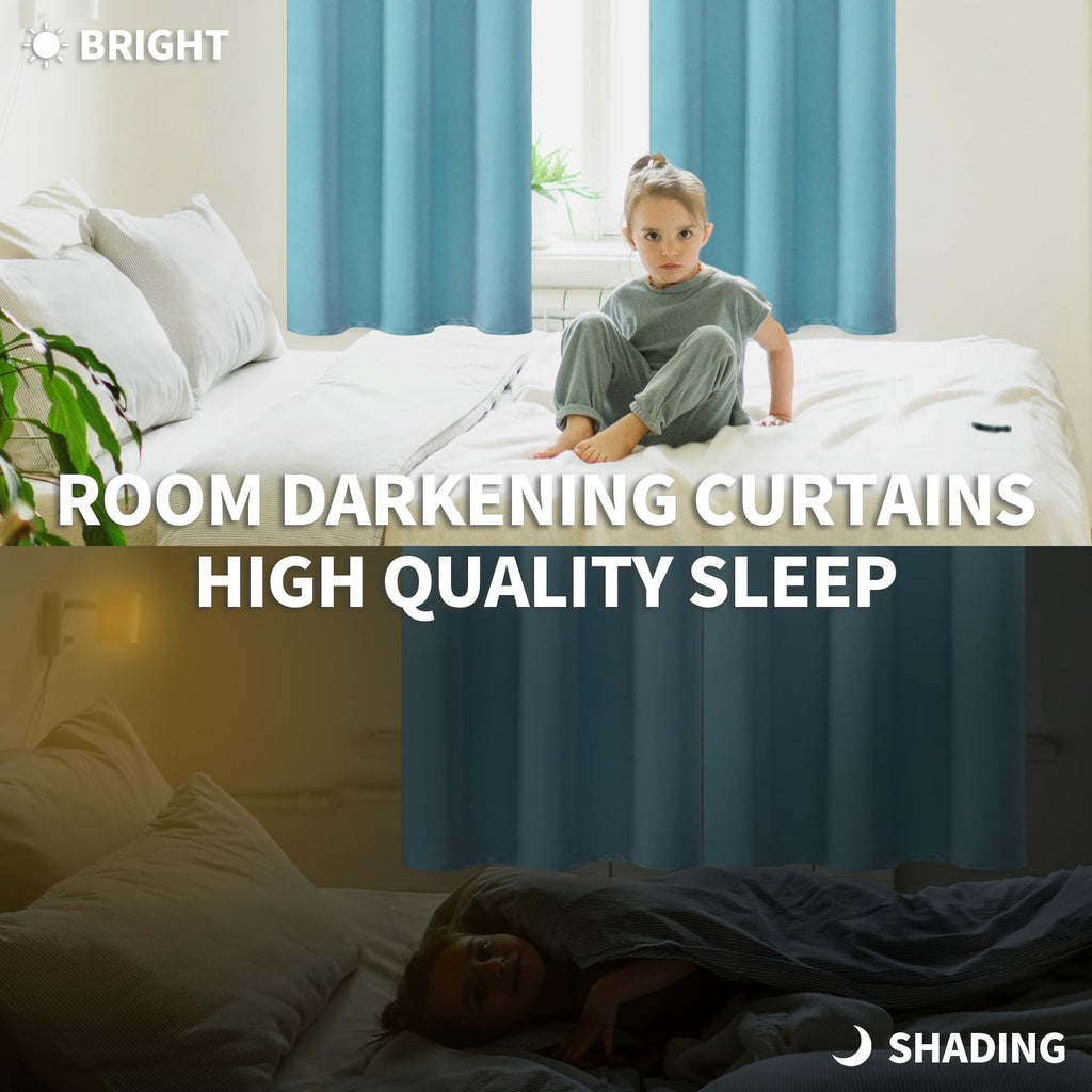BGment Blackout Curtains - Grommet Thermal Insulated Room Darkening Bedroom and Living Room Curtains, Set of 2 Panels (52 x 45 Inch, Aqua)