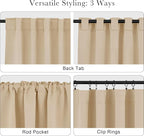 PONY DANCE Living Room Curtains - Window Treatments Blackout Curtain Panels Back Tab & Rod Pocket Draperies Energy Saving Drapes for Dining Room, W 52 by L 72, Biscotti Beige, 2 Pieces