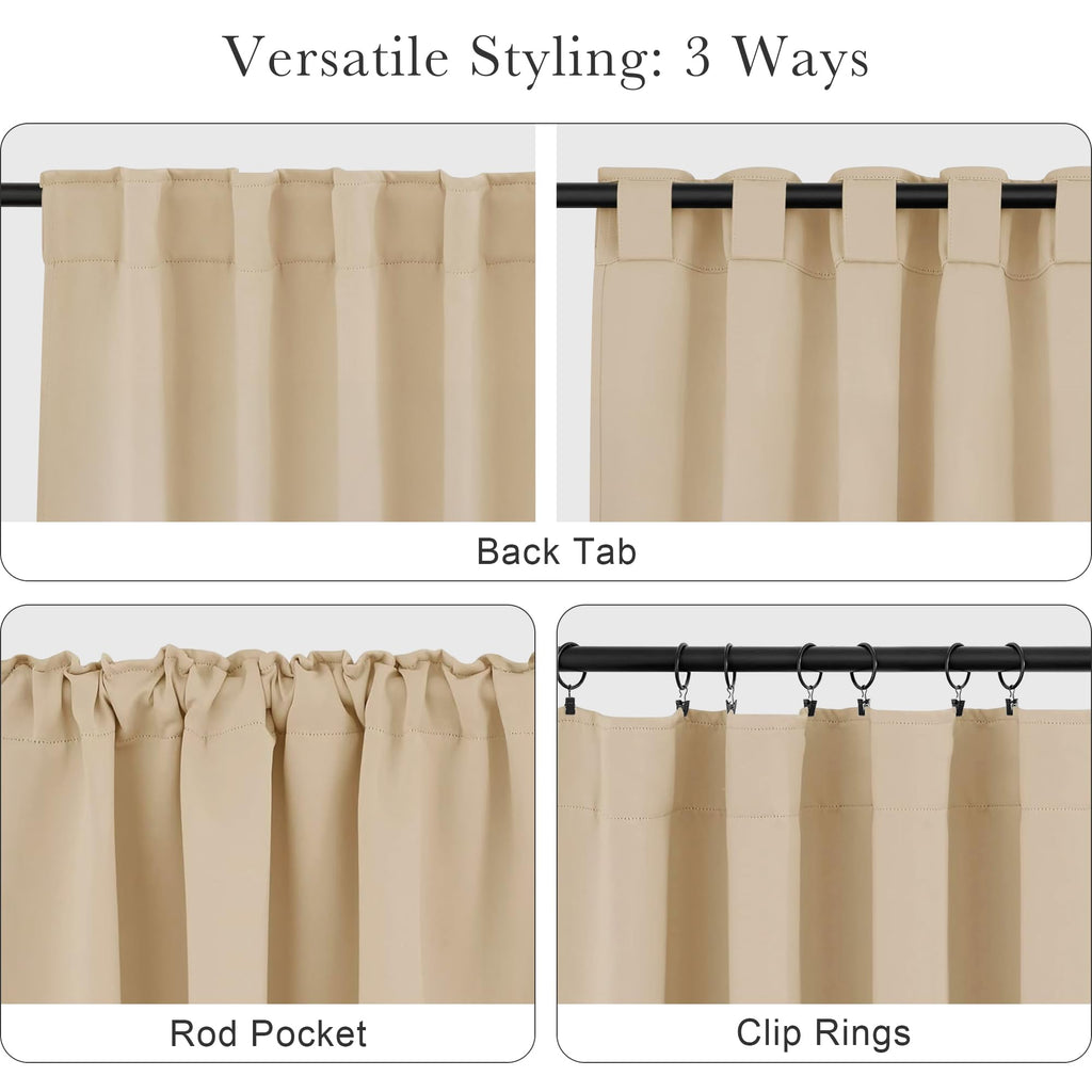 Pony Dance Blackout Curtains for Bathroom - Solid Light Window Decor for Kitchen/Bedroom, RV Drapes for Camper Windows, 34x45 inch, 2 Curtain Panels, Biscotti Beige