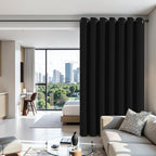 Joydeco Blackout Patio Sliding Door Curtains 84 Inches Long, Grommet Privacy Room Divider Curtains, Extra Wide Thermal Blackout Drapes for Bedroom Living Room (Black, 70Wx84L, 1 Panel)