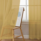 Chyhomenyc Gold Sheer Curtains 96 inches Long 2 Panels, Light Filtering Soft Airy Solid Elegant Voile Window Treatment Drapes for Bedroom Living Room Wedding Party Decor, 42 Wx96 L, 8FT L