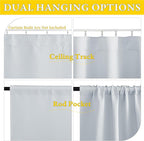 NICETOWN 1 Panel Room Darkening French Door Curtain, Thermal Insulated Front Glass Door Doorway Privacy Sidelight Rod Pocket and Ceiling Track Curtain for Kitchen, 36" x 72", Greyish White