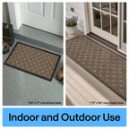 GORILLA GRIP 100% Waterproof All-Season WeatherMAX Doormat, 47x35, US Designed Natural Rubber, Stain and Fade Resistant, Low Profile Indoor Outdoor Door Mats, Easy Clean Patio Mat, Taupe Basket Weave