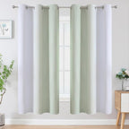 Estelar Textiler Sage and Greyish White Ombre Blackout Curtains 72 Inches Length for Bedroom, Thermal Insulated Light Blocking Grommet Gradient Blackout Drapes for Living Room, 42Wx72L, 2 Panels