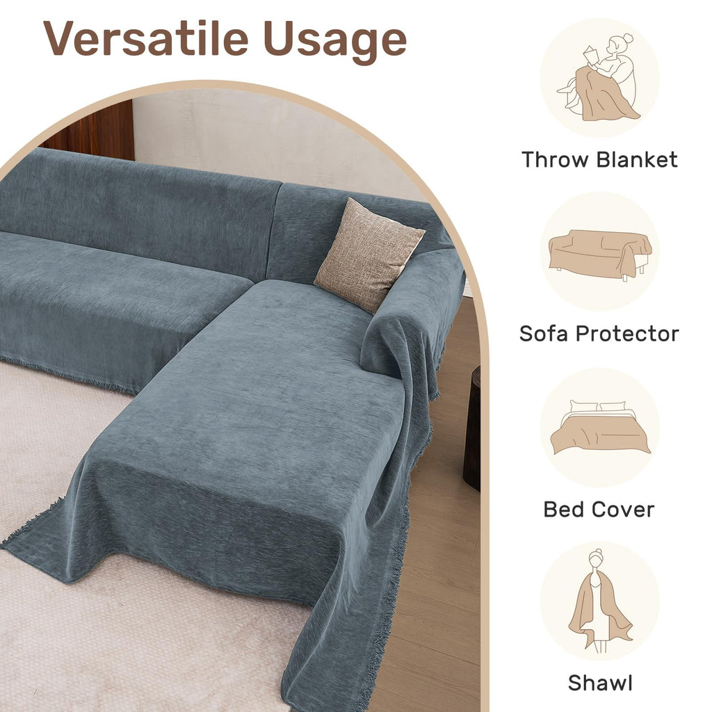 Houmiggle 2 Pieces Sectional Couch Covers L Shaped Cover L Dusty Blue
