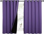 NICETOWN 100% Blackout Curtains with Black Liners, Thermal Insulated Full Blackout 2-Layer Lined Drapes, Energy Efficiency Window Draperies for Bedroom (Lilac Purple, 2 Panels, 62-inch W by 63-inch L)