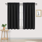 DWCN Blackout Curtains Room Darkening Thermal Insulated Bedroom Curtains Window Curtain Panels, 52 x 45 inches Long, Set of 2 Black Rod Pocket Drapes