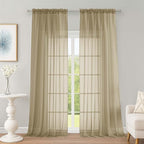 OWENIE Extra Long Taupe Sheer Curtains 96 Inches Long 2 Panels Set, Soft Lightweight Airy Voile Sheer Curtain for Bedroom Living Room, Rod Pocket Solid Color Farmhouse Curtains, 59" Wx96 L Inch