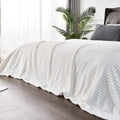 BEDELITE Fleece Blanket Queen Size – 3D Ribbed Jacquard Soft and Warm Decorative Fuzzy Blankets – Cozy, Fluffy, Plush Lightweight Throw Blankets for Couch, Bed, Sofa(Off White, 90x90 inches)