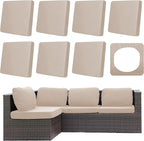 8Pcs Outdoor Cushion Covers, Patio Cushion Covers,Stretch Elastic Slipcovers, Replacement Washable & Reusable Furniture Protector for Patio Couch (Beige,Cover Only)