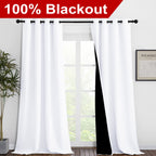 NICETOWN White Blackout Curtains 90 inches Long, Full Light Blocking Drapes with Black Liner for Nursery, Thermal Insulated Draperies for Hall, Villa (2 Pieces, 46" Wide Each Panel, Pure White)