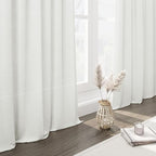 Nanspring Ivory Linen Back Tab Curtains 94 Inch Length for Living Room 2 Panel Set Neutral Modern Farmhouse Window Curtain Privacy Semi Sheer Linen Drapes Rustic Pinch Pleated Look Curtain