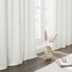 Nanspring Ivory Semi Sheer Curtains 72 Inches Long 2 Panels Set for Bedroom Back Tab Rod Pocket Light Filtering Privacy Drapes Cotton Linen Textured Farmhouse Living Room Curtain 52X72 Inches