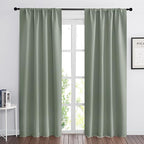 RYB HOME Blackout Curtains for Bedroom 84 inches Long 2 Panels Set, Privacy Thermal Insultaed Sunlignt Heat Blocking Drapes for Nursery Rental Room, Width 42 by Length 84, Greyish Green