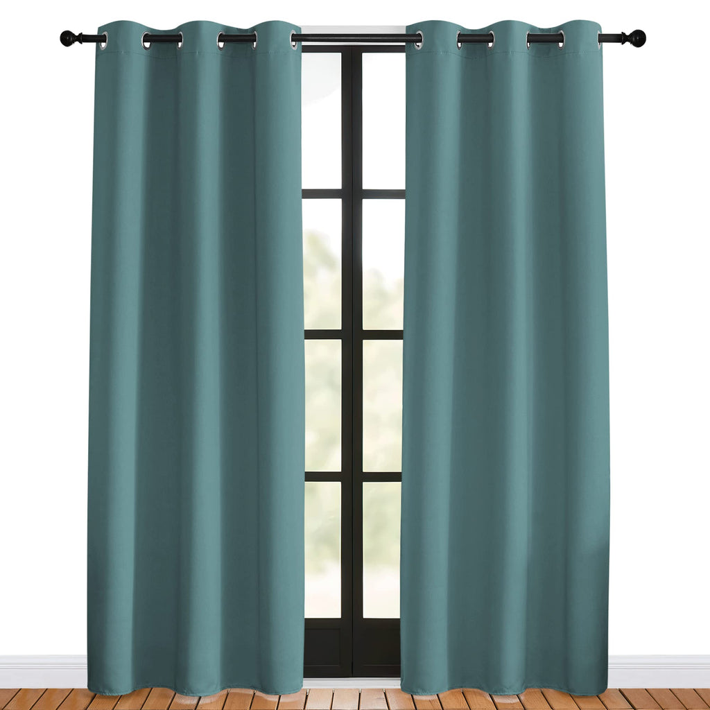 NICETOWN Modern Blackout Curtains Noise Reducing, Greyish Blue, 2 Panels, W42 x L80 -Inch, Thermal Insulated and Privacy Room Darkening Drape Panels for Boy's Guest Room Door Window