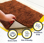 Muddy Mat® | Super Absorbent Door Mat Indoor, Microfiber Quick Dry Chenille Entryway Rug, Non-Slip Front Door Mat, Indoor Mats for Entryway, Machine Washable Pet Rug, Orange 16"x24"