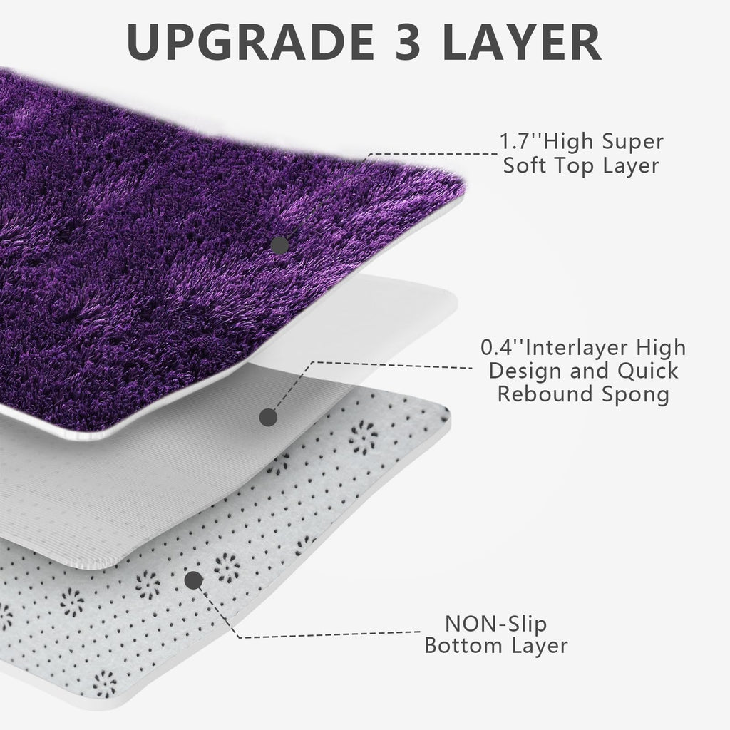 9X12 Large Shag Area Rugs for Living Room Bedroom,Big Soft Purple Fluffy Rug for Bedroom Dorm,Indoor Carpet Plush Rugs for Living Room Home Decor,Purple