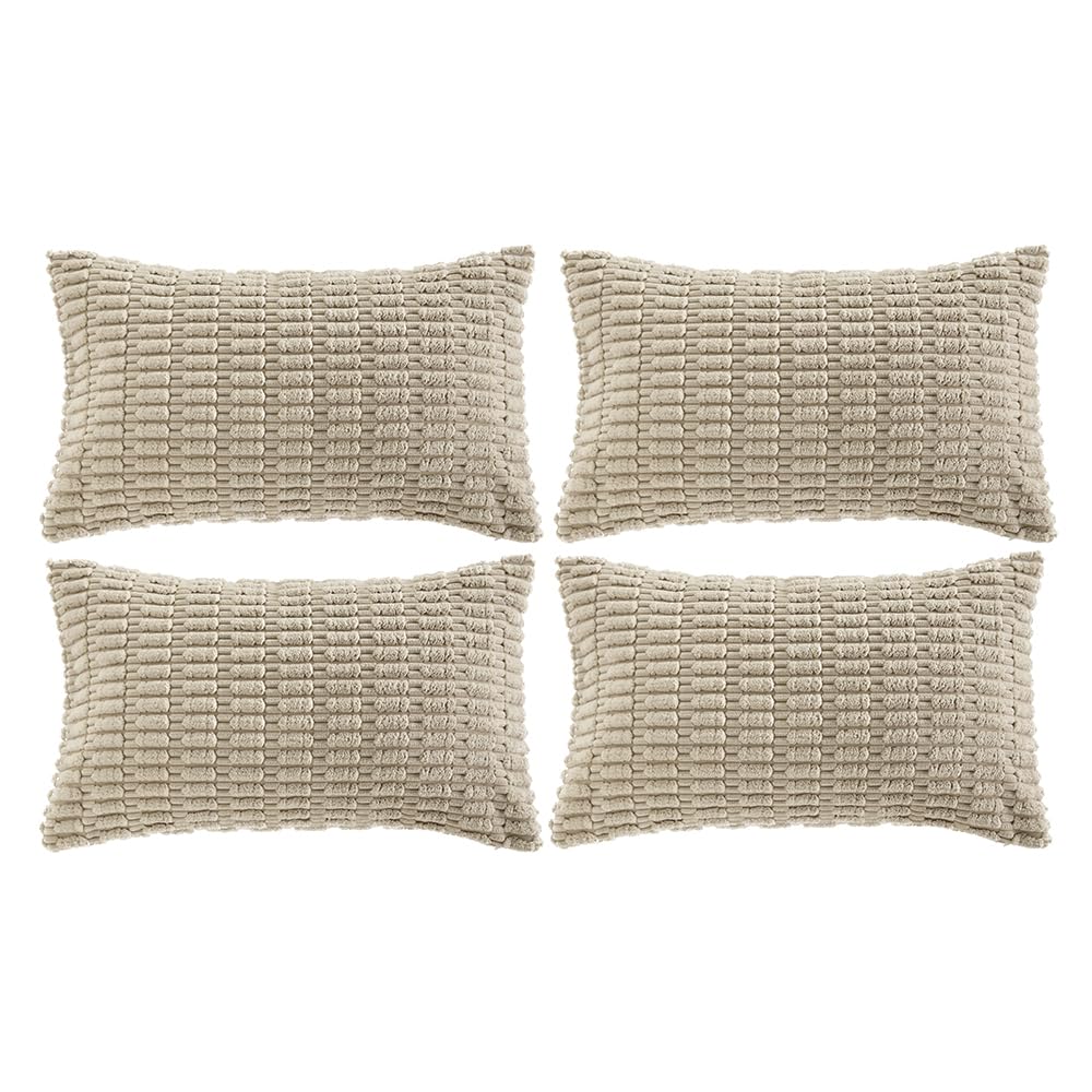 Fancy Homi 4 Packs Decorative Throw Pillow Covers for Living Room Couch Bed, Modern Farmhouse Boho Home Décor Accent Cushion Case, 20" x 12", Neutral