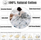 MSGKV Spring Throw Blanket 100% Cotton 60''x 80'', Versatile Woven Soft Decorative Blankets for Chair Bed Sofa Couch Bedroom Living Room