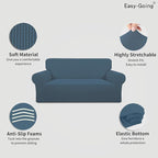 Easy-Going Stretch Oversized Loveseat Slipcover 1-Piece Sofa Cover Furniture Protector Couch Soft with Elastic Bottom for Kids Polyester Spandex Jacquard Fabric Small Checks Bluestone