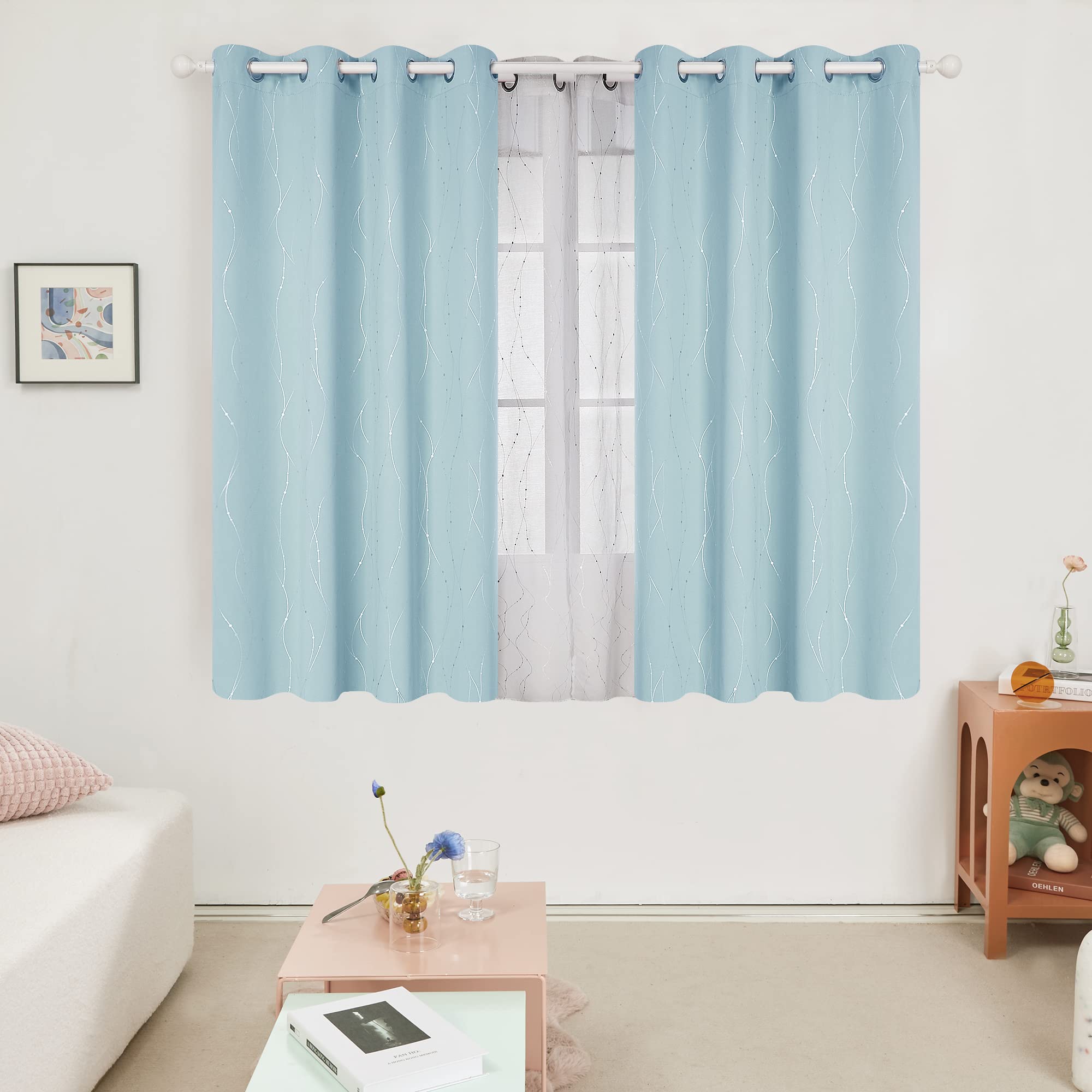 Deconovo Living Room Curtains 54 Inches Long, Blackout Curtains for Bedroom