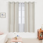 Deconovo Beige Curtains for Living Room, Room Darkening Soundproof Drapes with Wave Dots Silver Print, 38 x 72 Inch Long, Grommet Top, Set of 2 Window Panels for Living Room Bedroom Office Nursery