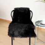linmopm Faux Fur Rug Sheepskin Shag Fluffy Fuzzy Black 2x3 ft Small Rugs for Bedroom Bedside Bed Floor Living Room Plush High-Density Cushion Carpet Super Sofa Cover