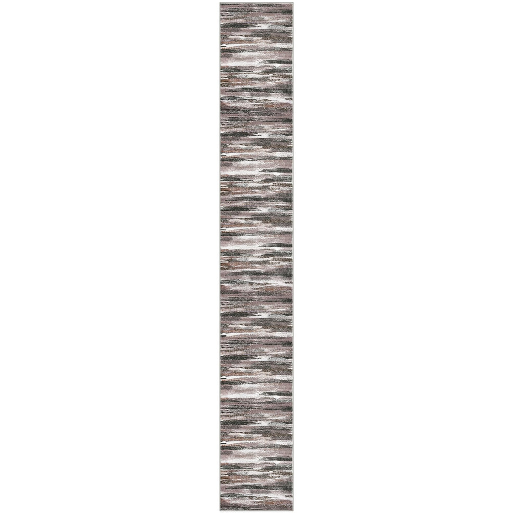Lansny Modern Abstract Runner Rug 2.6x18, Dark Light Brown White Washable Long Kitchen Runner Non-Slip Soft Hallway Rug Runner Thin Print Faux Wool Carpet for Entryway Bedroom Laundry Room Indoor
