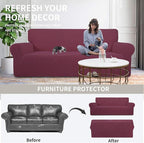 Easy-Going Stretch Chair Sofa Slipcover 1-Piece Couch Sofa Cover Furniture Protector Soft with Elastic Bottom for Kids, Pet. Spandex Jacquard Fabric Small Checks (Chair, ASH Rose)