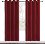 NICETOWN Christmas Blackout Curtain Panel Grommet - Home Decorations Thermal Insulated Solid Grommet Top Blackout Living Room Panels/Drapes for Gift (Burgundy Red, 1 Pair, 55 x 78-Inch)
