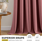 MIULEE Dusty Rose Blackout Curtains for Bedroom Living Room 54 Inches Long 2 Panels, Thermal Insulated Room Darkening Drapes Solid Grommet Noise Reduction Light Blocking Window Treatments 40x54 Inch