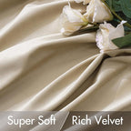 MIULEE Velvet Curtains 96 inches - Luxury Blackout Curtains for Bedroom Living Room Thermal Insulated Super Soft Window Drapes Rod Pocket & Back Tab, Beige, W52 x L96 inches, 2 Panels