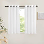 NICETOWN Sheer Curtains for Windows - Grommet Top Ivory Voile Window Treatment Drape Panels for Nursery/Small Window, 2-Pack, W54 x L45