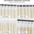 RYB HOME Cream Velvet Curtains 96 inches for Bedroom Living Room
