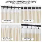 RYB HOME Cream Velvet Curtains 96 inches for Bedroom Living Room