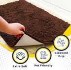Muddy Mat® | Super Absorbent Door Mat Indoor, Microfiber Quick Dry Chenille Entryway Rug, Non-Slip Front Door Mat, Indoor Mats for Entryway, Machine Washable Pet Rug, Brown 24"x96"