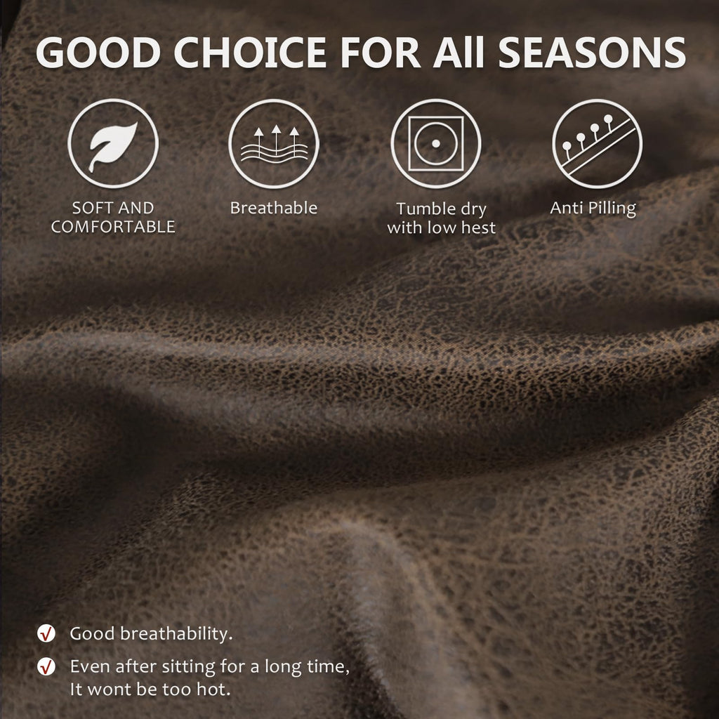 ANARACHON Leather Look Couch Cushion Covers Sofa Seat Slipcovers Sets Couches Furniture Protector for Sectional Armchair Loveseat Pets Kids Stretch Spandex Fabric (1 T-Cushion Sofa, Brown)