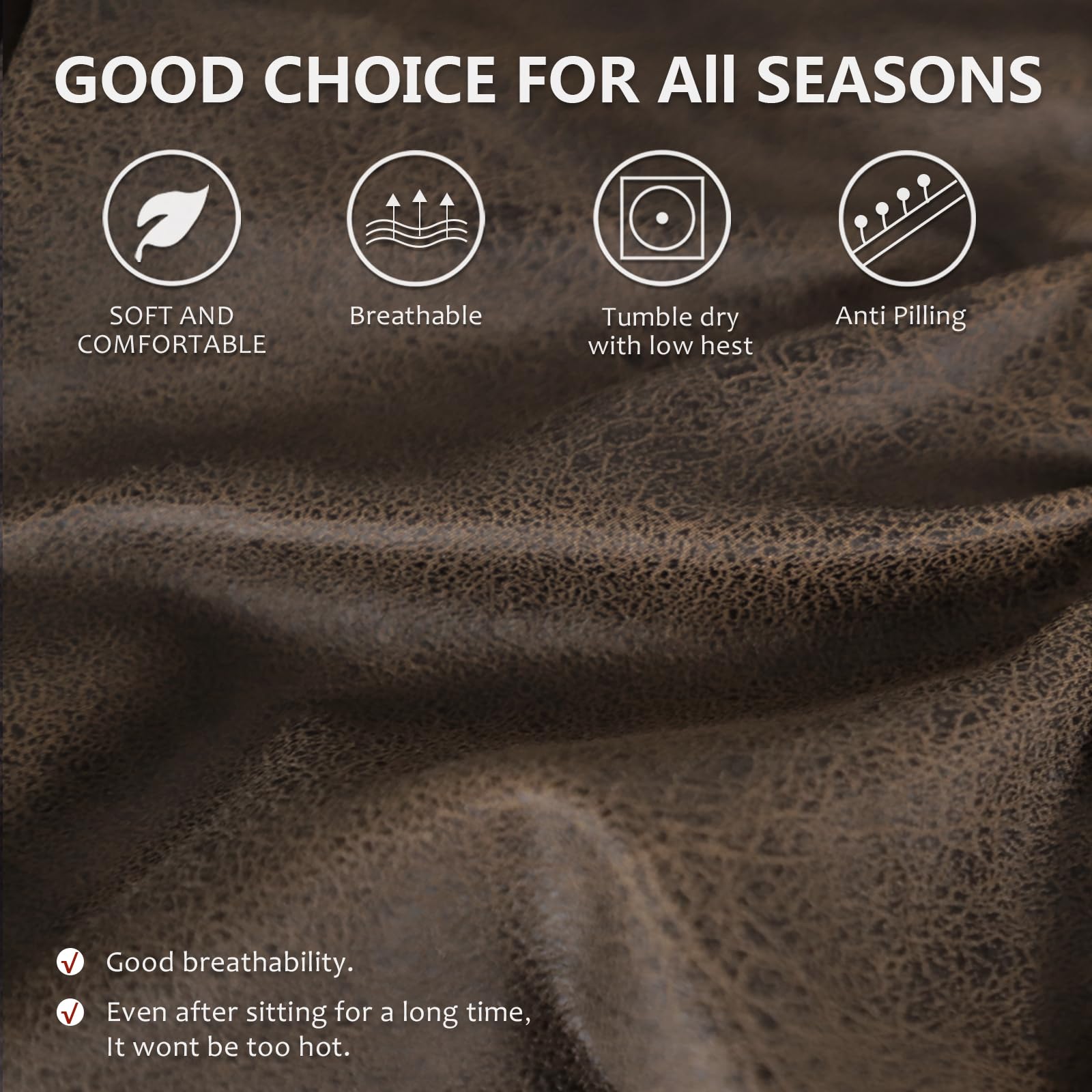 ANARACHON Leather Look Couch Cushion Covers Sofa Seat Slipcovers Sets Couches Furniture Protector for Sectional Armchair Loveseat Pets Kids Stretch Spandex Fabric (1 T-Cushion Sofa, Brown)