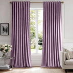 MIULEE Lavender Velvet Curtains 108 inches - Luxury Blackout Curtains for Bedroom Living Room Thermal Insulated Super Soft Window Drapes Rod Pocket & Back Tab, W52 x L108 inches,Purple,2 Panels