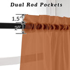 OVZME 2 Panels Solid Color Orange Sheer Curtains 96 Inches Long, Elegant Window Voile Panels/Draperies/Treatment for Living Room & Sliding Glass Door, 2 Panels = 84" W, Each 42" Wx96 L