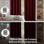 Simplebrand Ava Burgundy Short Blackout Curtains for Bedroom 54 Inches Long 2 Panels Set, Solid Thermal Insulated, Energy Saving Window Treatment Curtains Blackout Drapes, W40 x L54 Inch, Burgundy