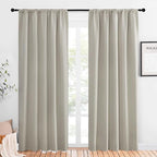 NICETOWN Blackout Curtains for Living Curtains, Room Darkening Window Curtain Panels, Easy-Care Solid Thermal Insulated Draperies/Drapes for Daughter Room (Natural, 2 Panels, 52 by 84)